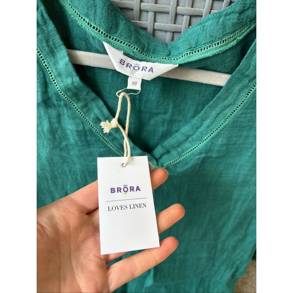 NWT Brora linen ruffle hem tunic, size 6 $168 C26 - Picture 4 of 11